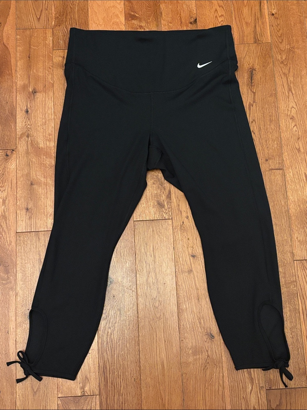 Nike Black Capri Leggings with Hem Ties